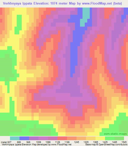 Verkhnyaya Ippata,Russia Elevation Map