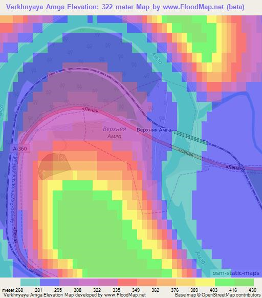 Verkhnyaya Amga,Russia Elevation Map