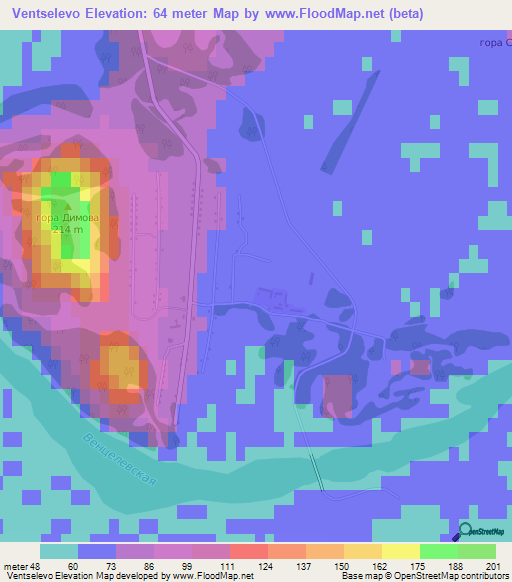 Ventselevo,Russia Elevation Map