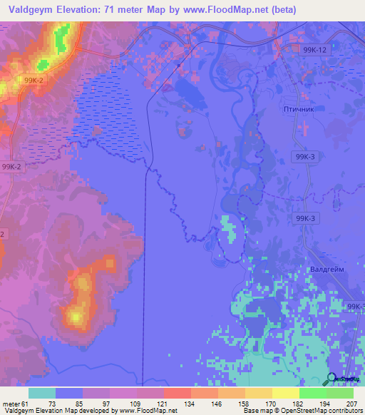 Valdgeym,Russia Elevation Map