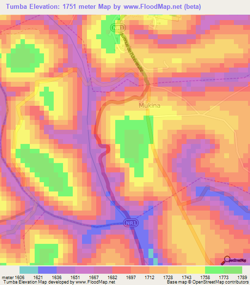 Tumba,Rwanda Elevation Map