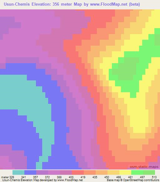 Usun-Chemis,Russia Elevation Map