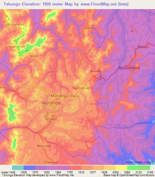 Tshungo,Rwanda Elevation Map