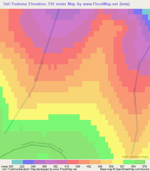 Ust'-Yudoma,Russia Elevation Map