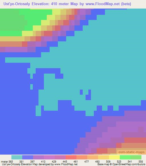 Ust'ye-Ortosaly,Russia Elevation Map