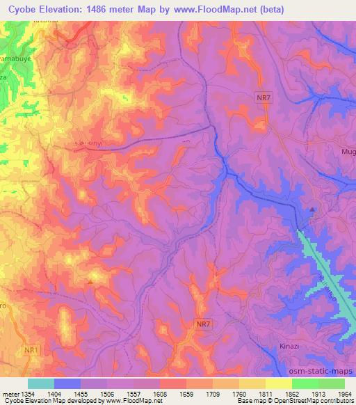 Cyobe,Rwanda Elevation Map