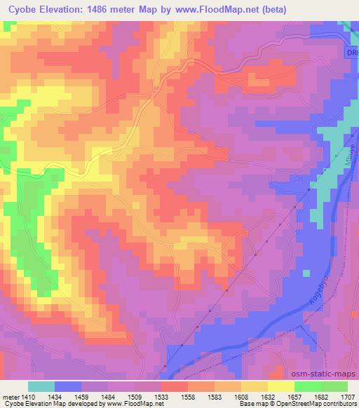 Cyobe,Rwanda Elevation Map