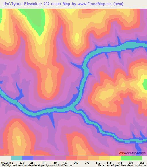 Ust'-Tyrma,Russia Elevation Map