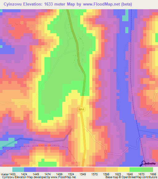 Cyinzovu,Rwanda Elevation Map