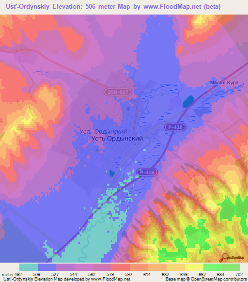 Ust'-Ordynskiy,Russia Elevation Map