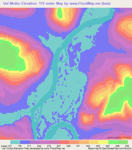 Ust'-Molbo,Russia Elevation Map