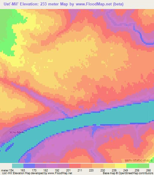 Ust'-Mil',Russia Elevation Map