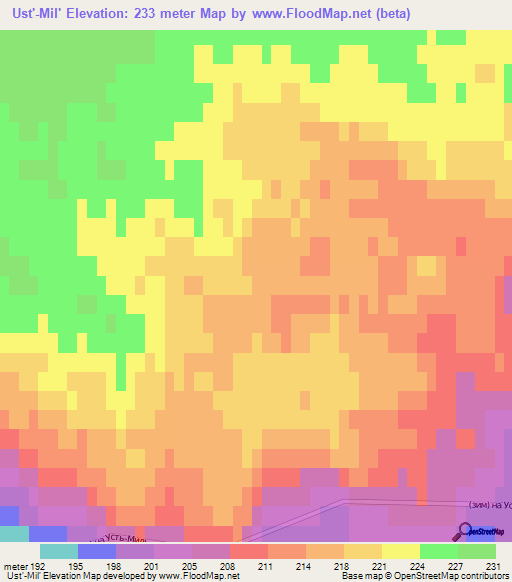 Ust'-Mil',Russia Elevation Map