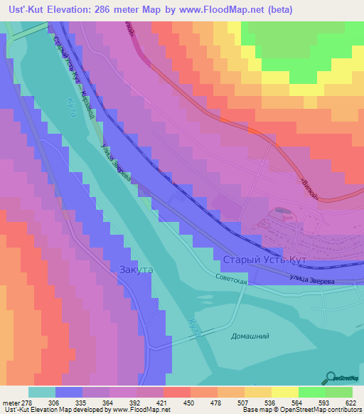 Ust'-Kut,Russia Elevation Map