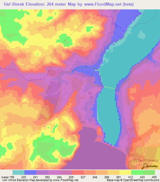 Ust'-Ilimsk,Russia Elevation Map