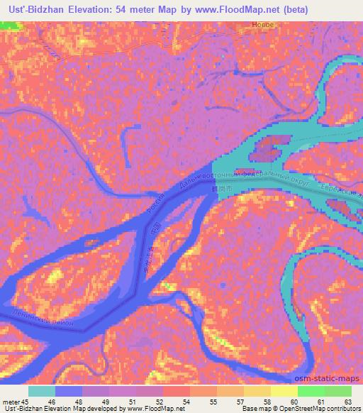 Ust'-Bidzhan,Russia Elevation Map