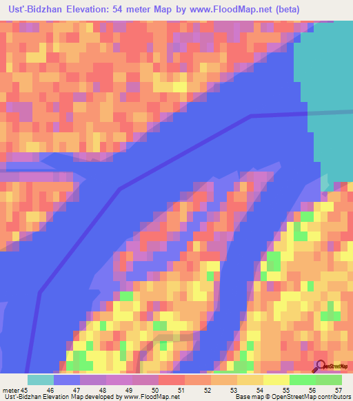 Ust'-Bidzhan,Russia Elevation Map