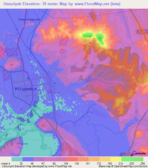 Ussuriysk,Russia Elevation Map