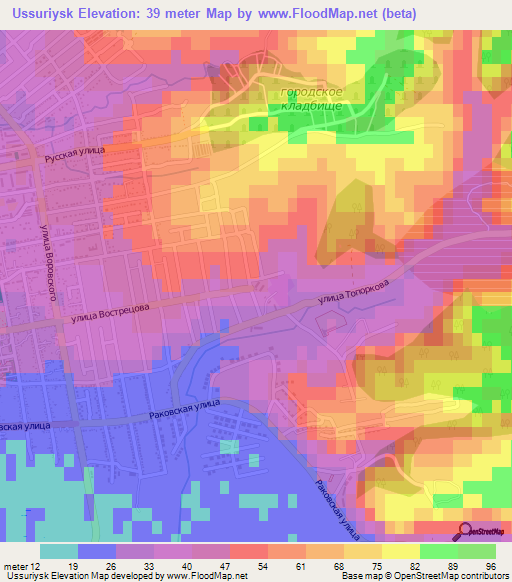 Ussuriysk,Russia Elevation Map