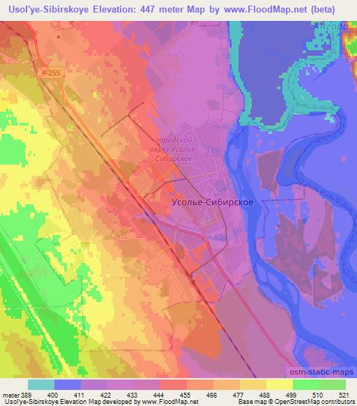 Usol'ye-Sibirskoye,Russia Elevation Map