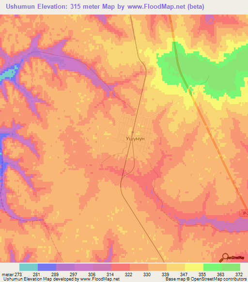 Ushumun,Russia Elevation Map