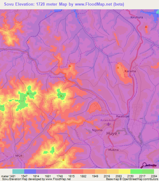 Sovu,Rwanda Elevation Map