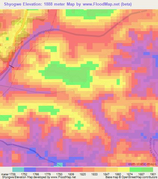 Shyogwe,Rwanda Elevation Map