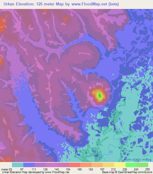 Urkan,Russia Elevation Map