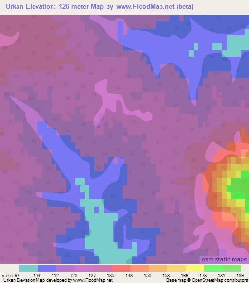 Urkan,Russia Elevation Map