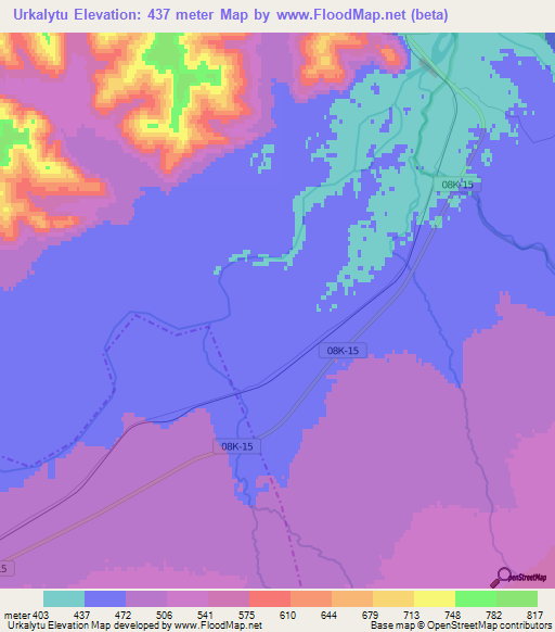 Urkalytu,Russia Elevation Map