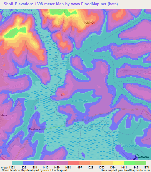 Sholi,Rwanda Elevation Map