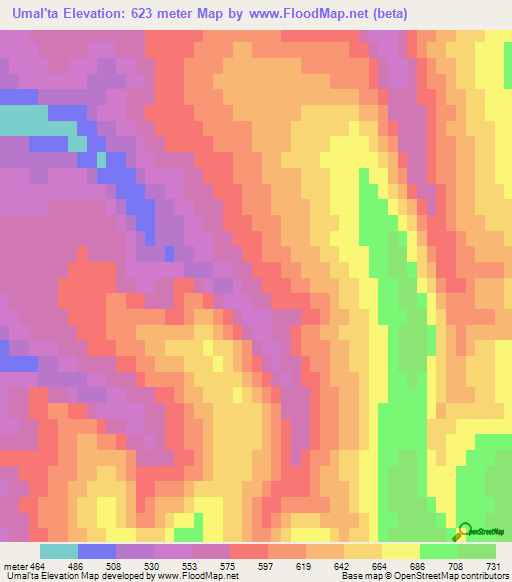 Umal'ta,Russia Elevation Map