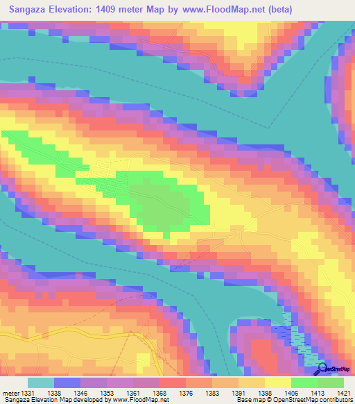 Sangaza,Rwanda Elevation Map