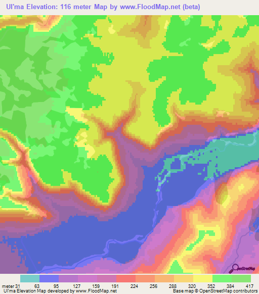 Ul'ma,Russia Elevation Map