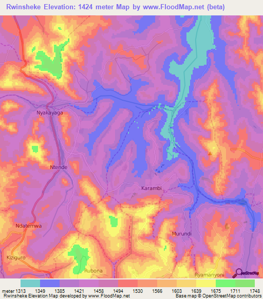 Rwinsheke,Rwanda Elevation Map