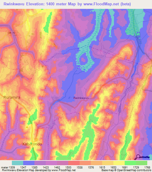 Rwinkwavu,Rwanda Elevation Map