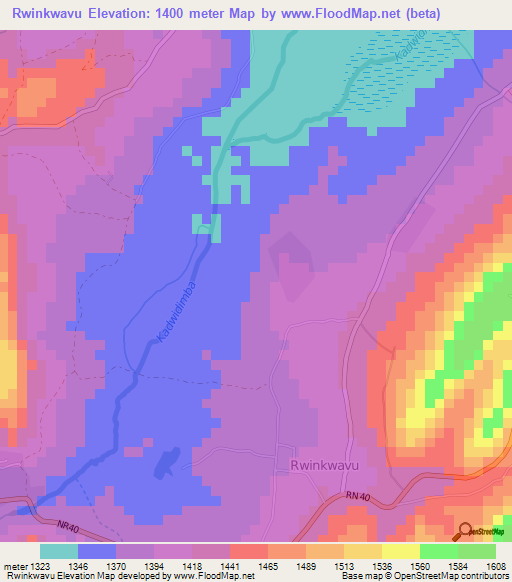 Rwinkwavu,Rwanda Elevation Map