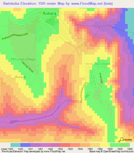 Rwinkuba,Rwanda Elevation Map