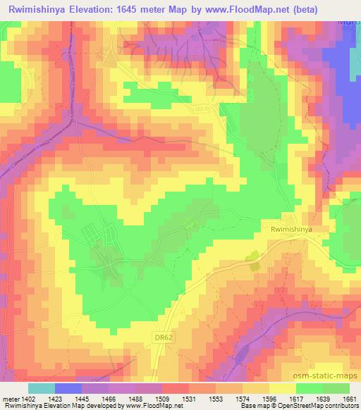 Rwimishinya,Rwanda Elevation Map