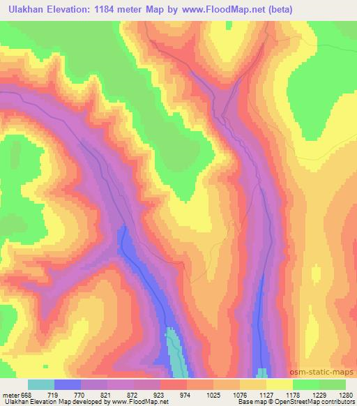 Ulakhan,Russia Elevation Map