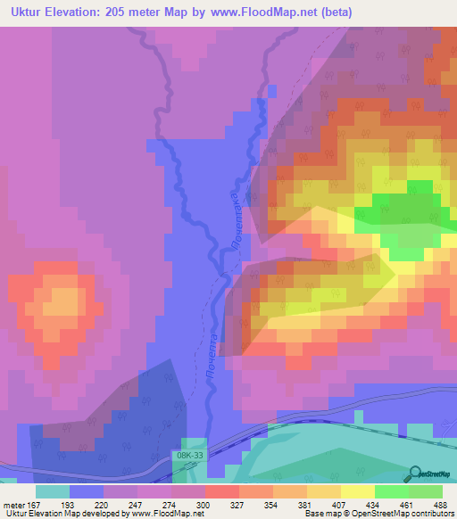 Uktur,Russia Elevation Map