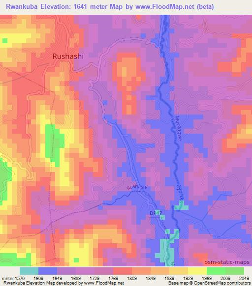 Rwankuba,Rwanda Elevation Map