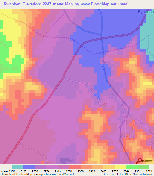 Rwankeri,Rwanda Elevation Map