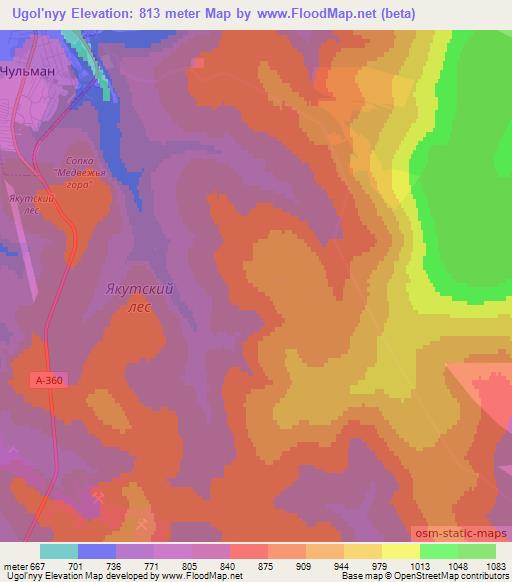 Ugol'nyy,Russia Elevation Map