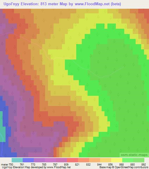 Ugol'nyy,Russia Elevation Map