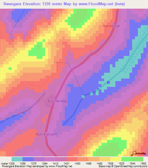 Rwangara,Rwanda Elevation Map