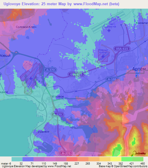 Uglovoye,Russia Elevation Map