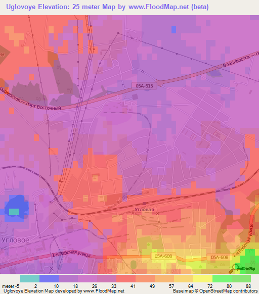 Uglovoye,Russia Elevation Map