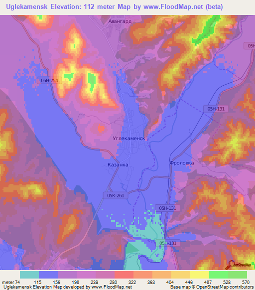 Uglekamensk,Russia Elevation Map