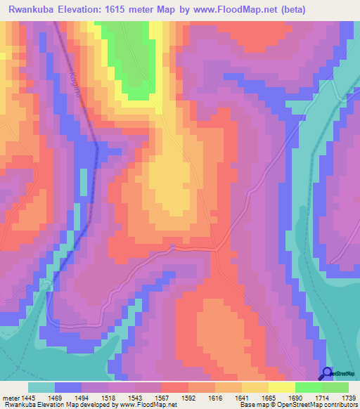 Rwankuba,Rwanda Elevation Map